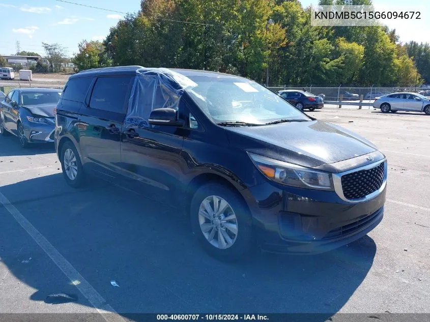 2016 Kia Sedona Lx VIN: KNDMB5C15G6094672 Lot: 40600707