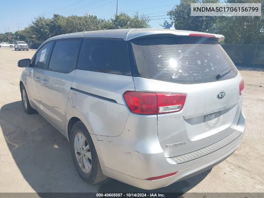 2016 Kia Sedona L VIN: KNDMA5C17G6156799 Lot: 40605057