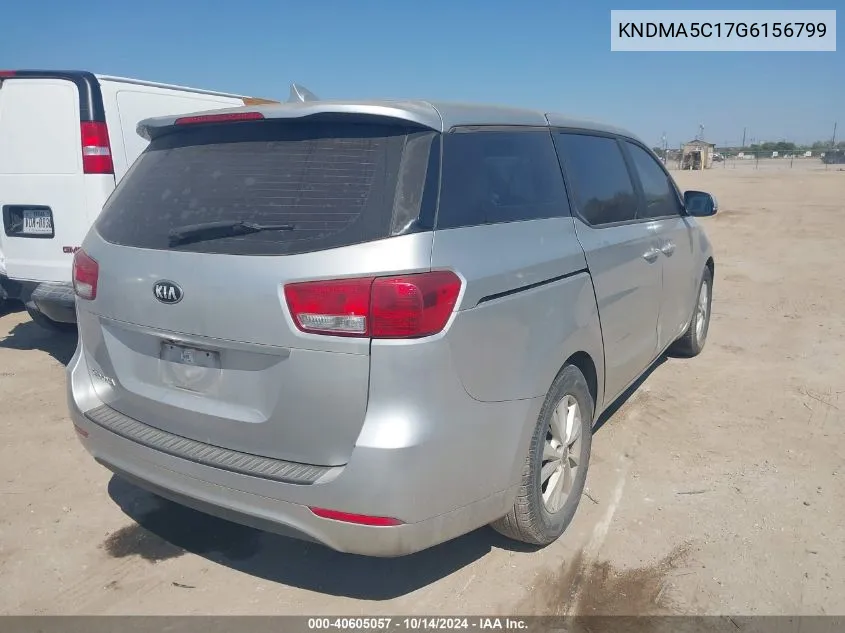 2016 Kia Sedona L VIN: KNDMA5C17G6156799 Lot: 40605057