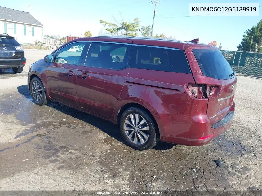 2016 Kia Sedona Sx VIN: KNDMC5C12G6139919 Lot: 40636550