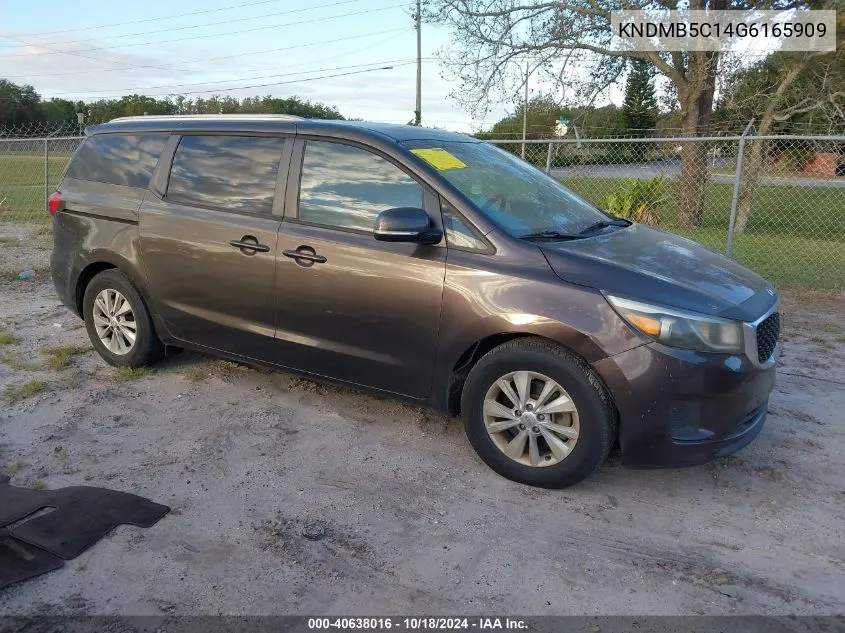 2016 Kia Sedona Lx VIN: KNDMB5C14G6165909 Lot: 40638016