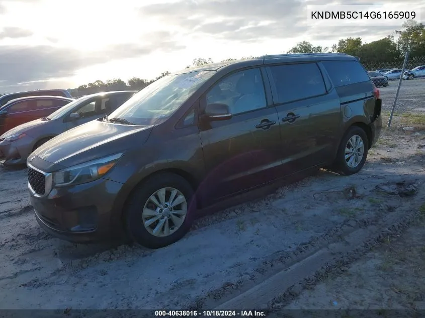 2016 Kia Sedona Lx VIN: KNDMB5C14G6165909 Lot: 40638016