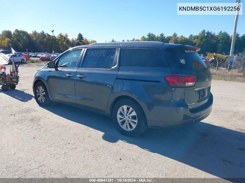 2016 Kia Sedona Lx VIN: KNDMB5C1XG6192256 Lot: 40641391