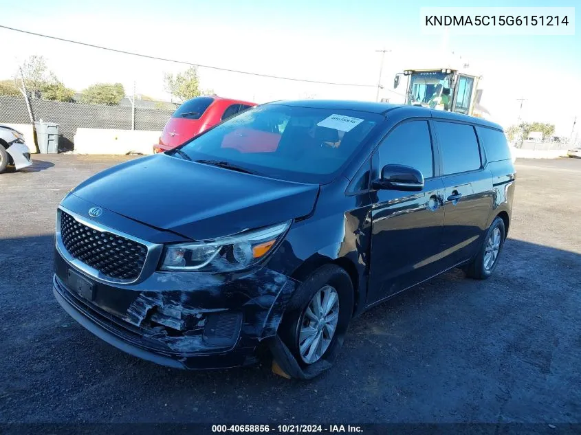 2016 Kia Sedona L VIN: KNDMA5C15G6151214 Lot: 40658856