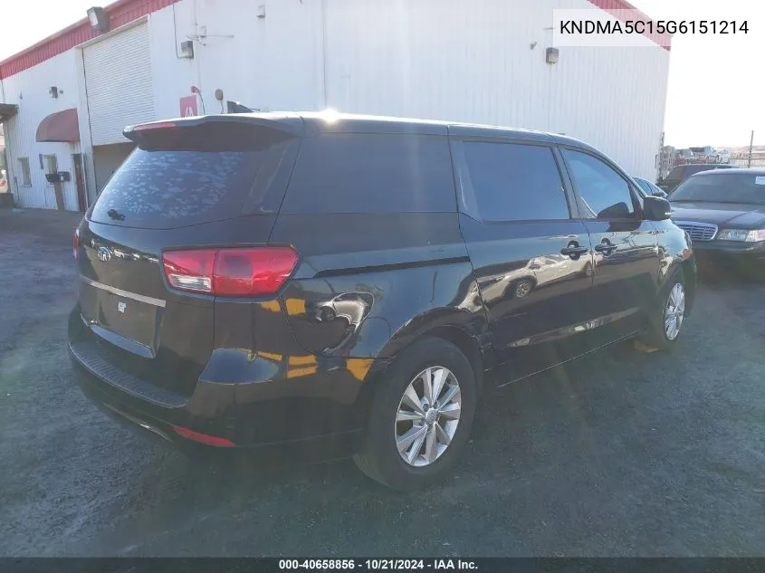 2016 Kia Sedona L VIN: KNDMA5C15G6151214 Lot: 40658856