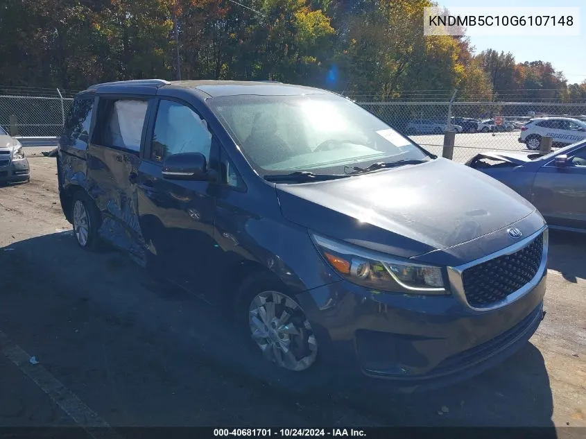 2016 Kia Sedona Lx VIN: KNDMB5C10G6107148 Lot: 40681701