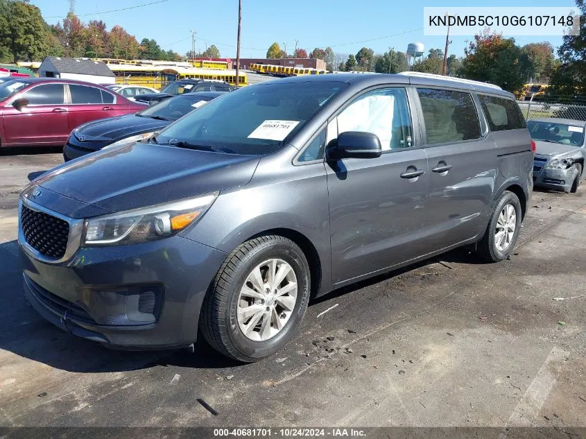 2016 Kia Sedona Lx VIN: KNDMB5C10G6107148 Lot: 40681701