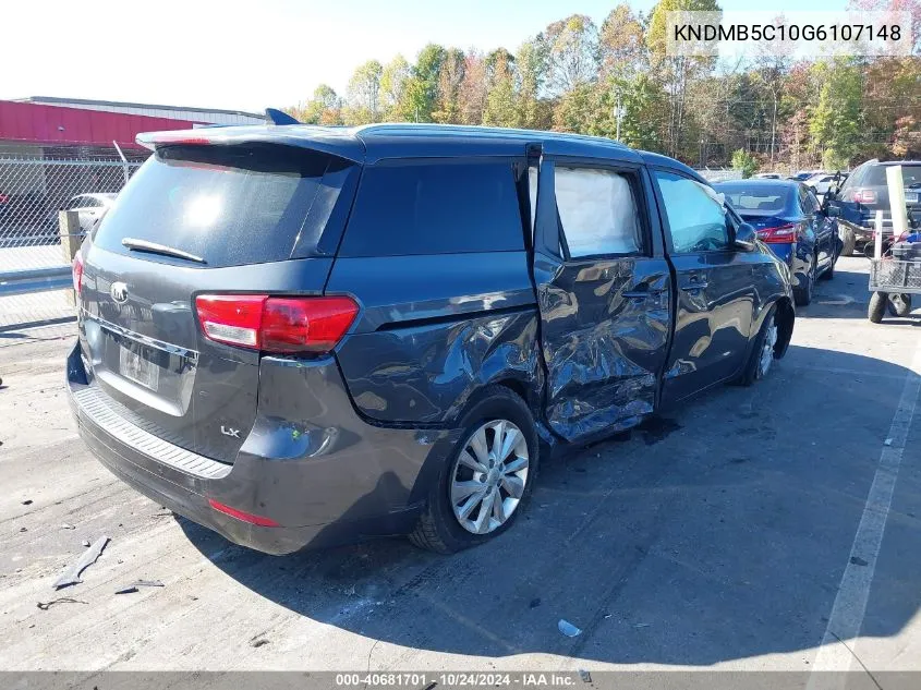 2016 Kia Sedona Lx VIN: KNDMB5C10G6107148 Lot: 40681701