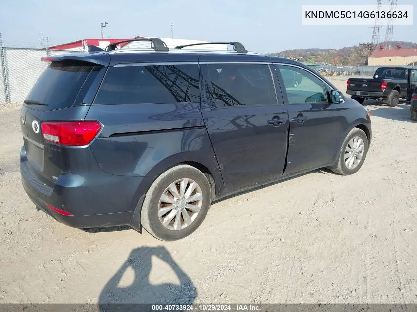 2016 Kia Sedona Ex VIN: KNDMC5C14G6136634 Lot: 40733924