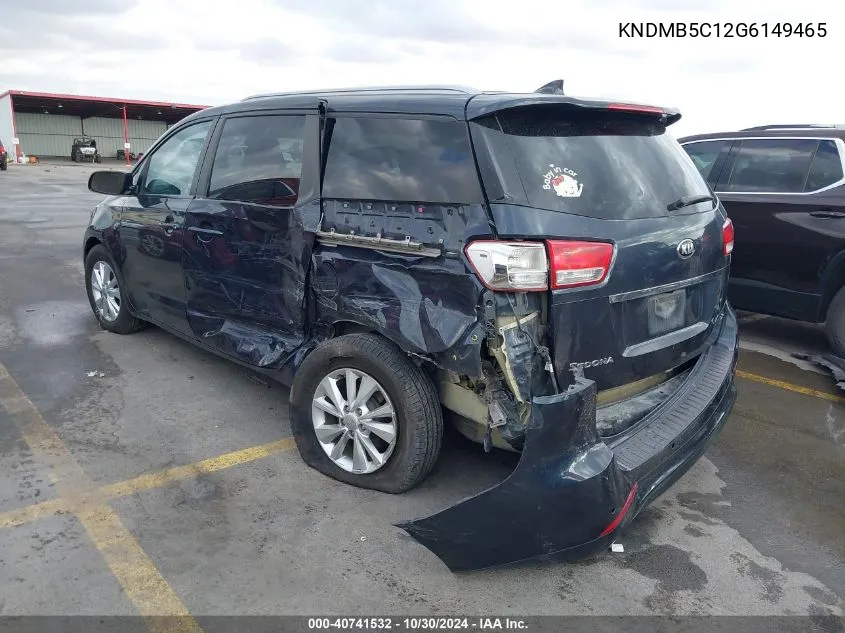 2016 Kia Sedona Lx VIN: KNDMB5C12G6149465 Lot: 40741532