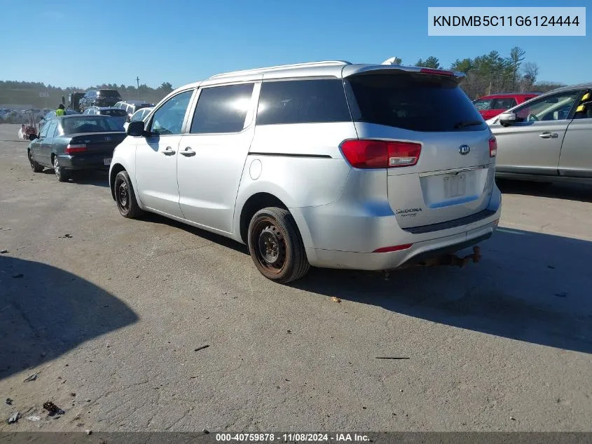 2016 Kia Sedona Lx VIN: KNDMB5C11G6124444 Lot: 40759878