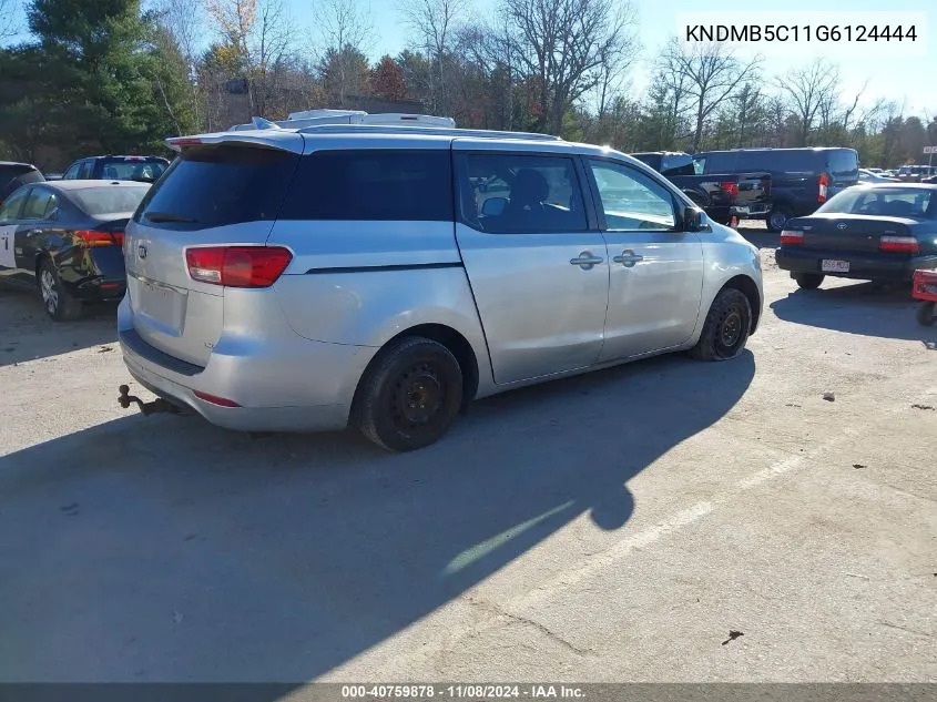 2016 Kia Sedona Lx VIN: KNDMB5C11G6124444 Lot: 40759878