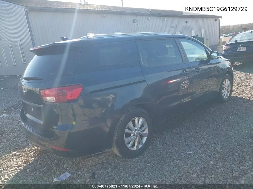 2016 Kia Sedona Lx VIN: KNDMB5C19G6129729 Lot: 40775821