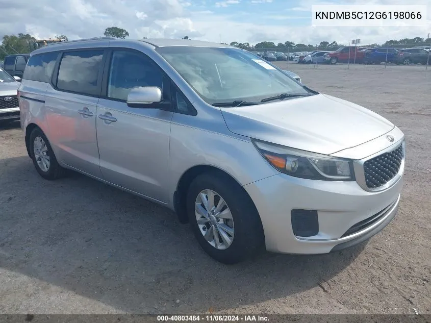 2016 Kia Sedona Lx VIN: KNDMB5C12G6198066 Lot: 40803484