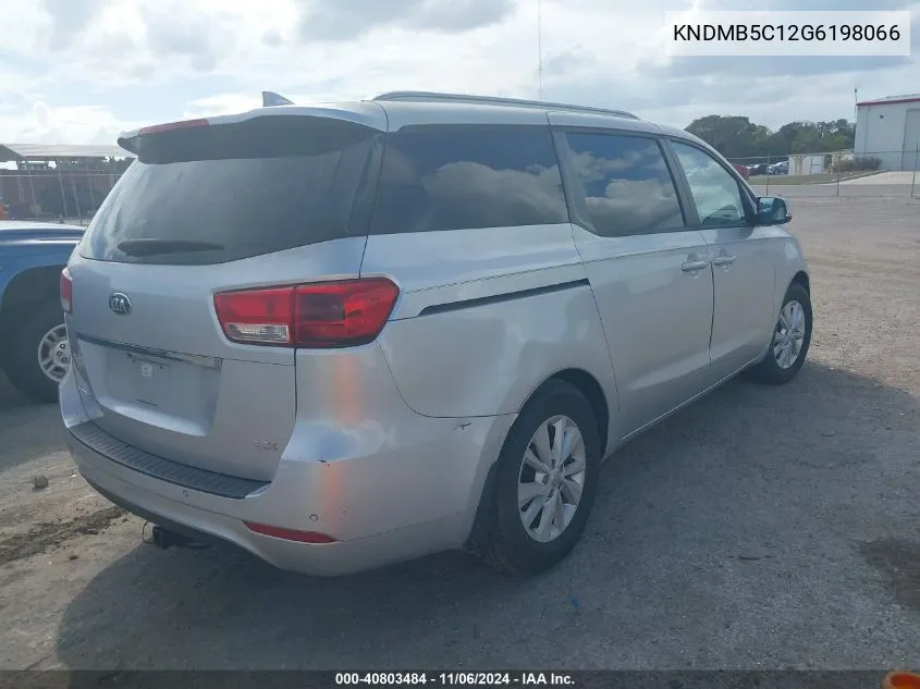 2016 Kia Sedona Lx VIN: KNDMB5C12G6198066 Lot: 40803484