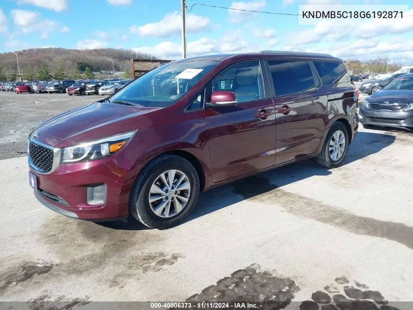 2016 Kia Sedona Lx VIN: KNDMB5C18G6192871 Lot: 40806373