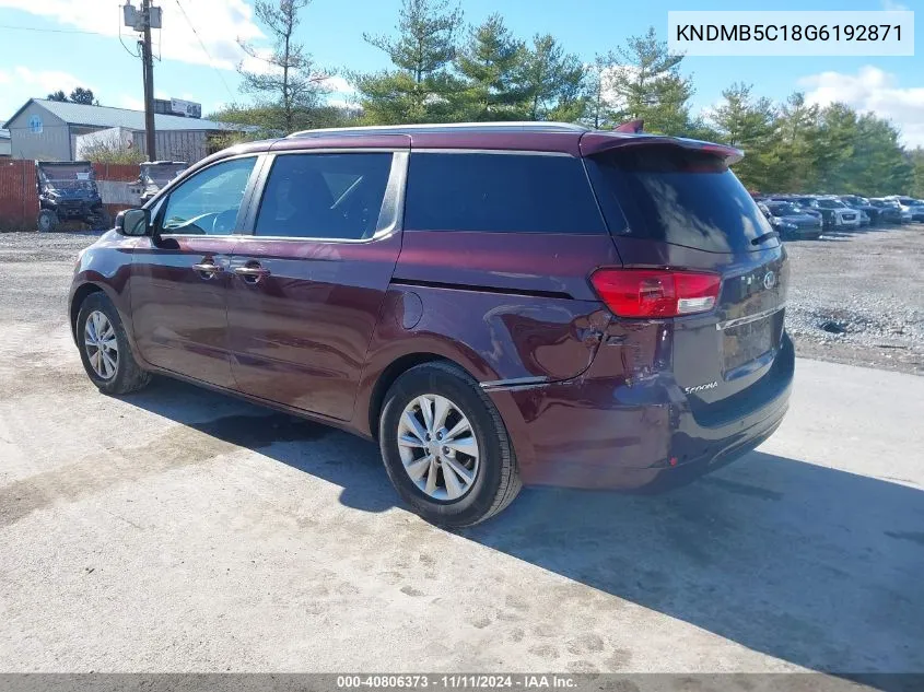 2016 Kia Sedona Lx VIN: KNDMB5C18G6192871 Lot: 40806373