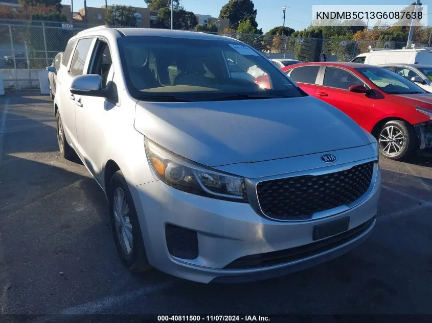 2016 Kia Sedona Lx VIN: KNDMB5C13G6087638 Lot: 40811500