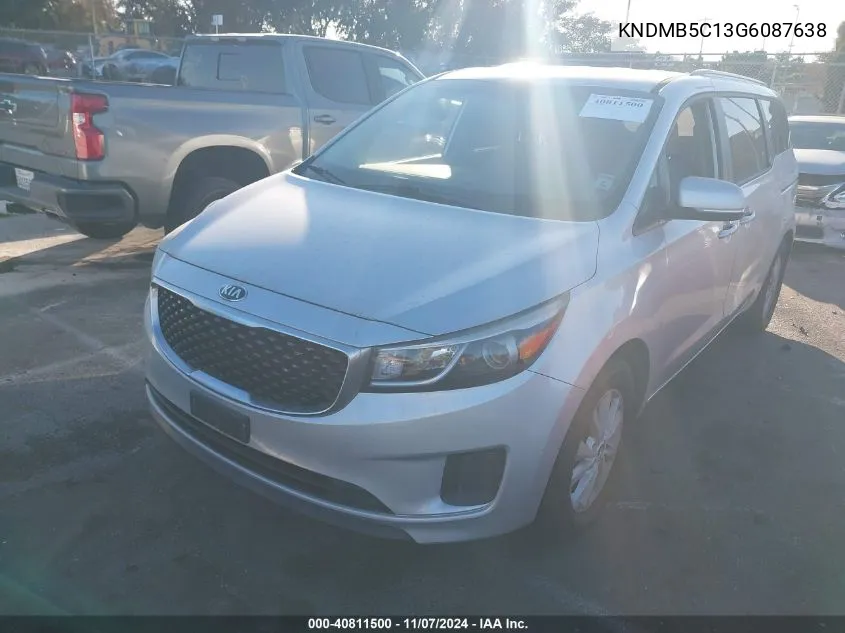 2016 Kia Sedona Lx VIN: KNDMB5C13G6087638 Lot: 40811500