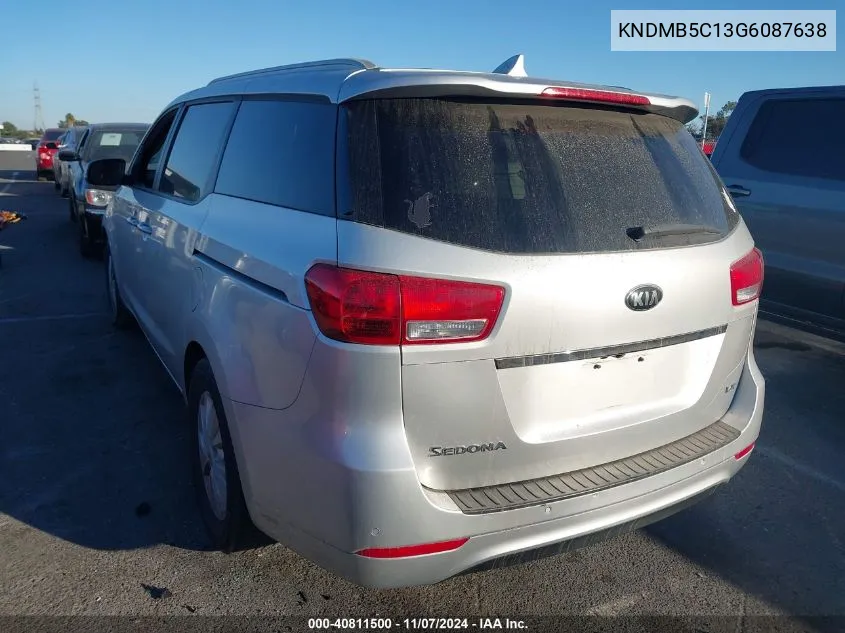 2016 Kia Sedona Lx VIN: KNDMB5C13G6087638 Lot: 40811500