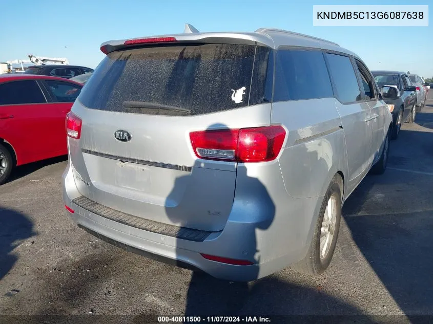 2016 Kia Sedona Lx VIN: KNDMB5C13G6087638 Lot: 40811500