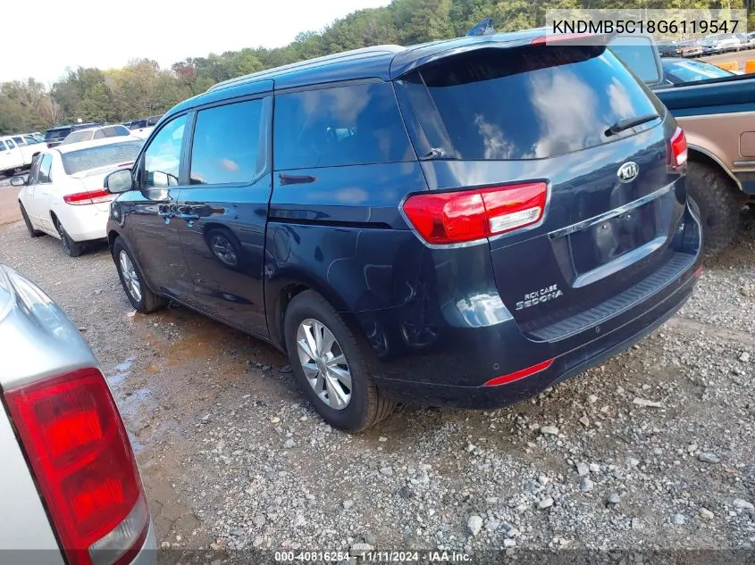 2016 Kia Sedona Lx VIN: KNDMB5C18G6119547 Lot: 40816254