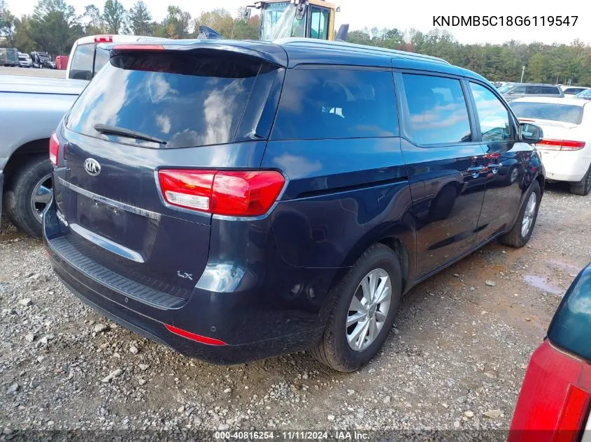 2016 Kia Sedona Lx VIN: KNDMB5C18G6119547 Lot: 40816254