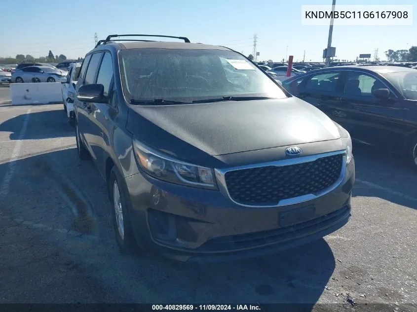 2016 Kia Sedona Lx VIN: KNDMB5C11G6167908 Lot: 40829569