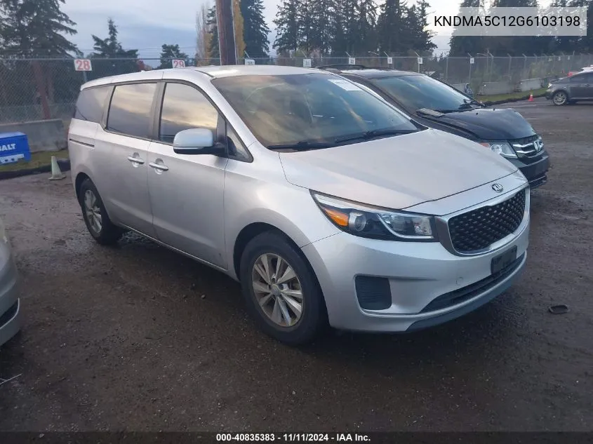 2016 Kia Sedona L VIN: KNDMA5C12G6103198 Lot: 40835383