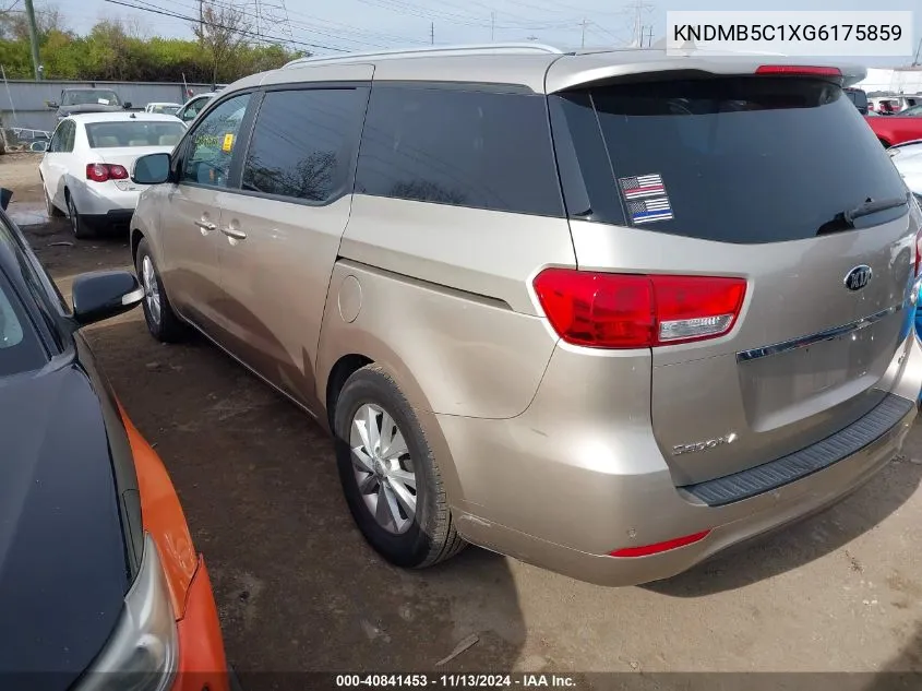 2016 Kia Sedona Lx VIN: KNDMB5C1XG6175859 Lot: 40841453