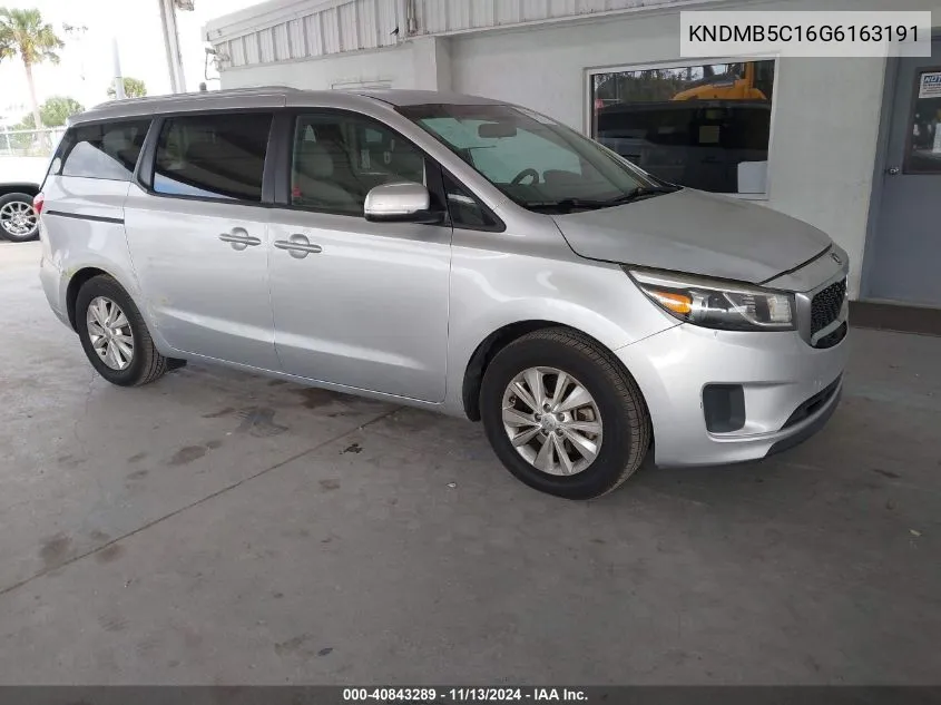 2016 Kia Sedona Lx VIN: KNDMB5C16G6163191 Lot: 40843289