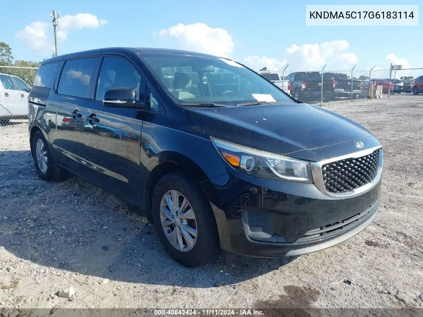 2016 Kia Sedona L VIN: KNDMA5C17G6183114 Lot: 40843424