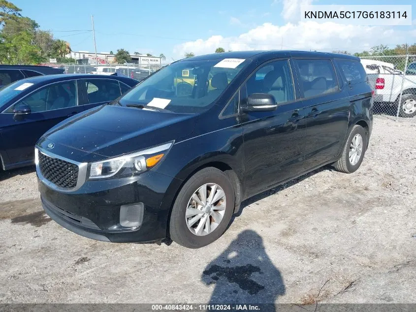 2016 Kia Sedona L VIN: KNDMA5C17G6183114 Lot: 40843424