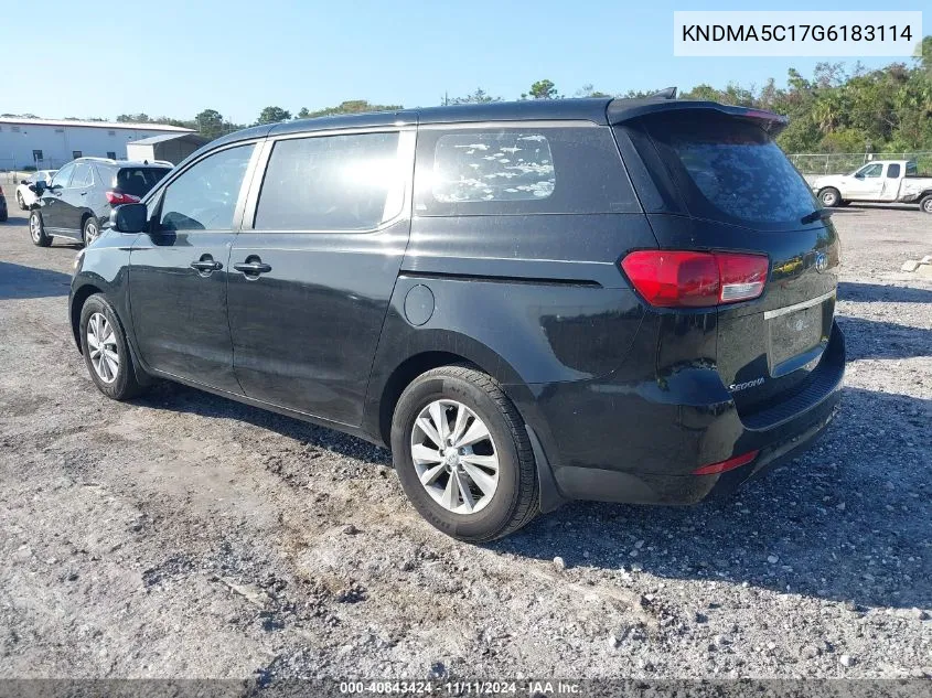 2016 Kia Sedona L VIN: KNDMA5C17G6183114 Lot: 40843424