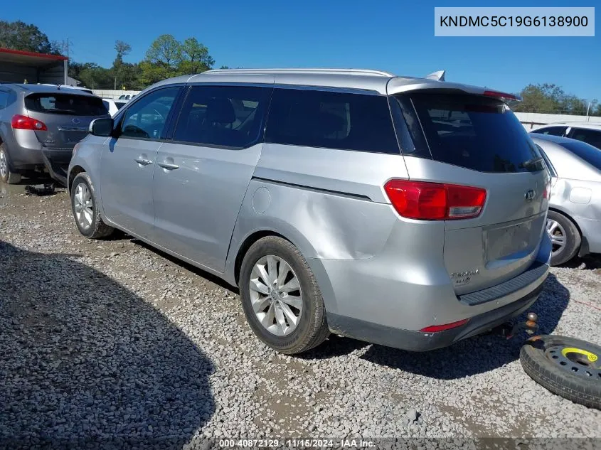 2016 Kia Sedona Ex VIN: KNDMC5C19G6138900 Lot: 40872129