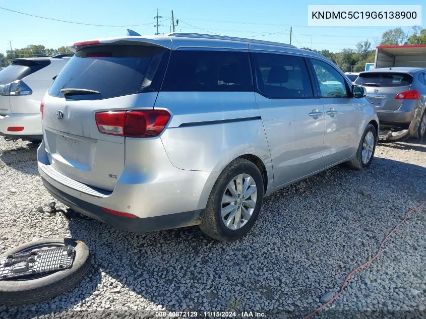 2016 Kia Sedona Ex VIN: KNDMC5C19G6138900 Lot: 40872129