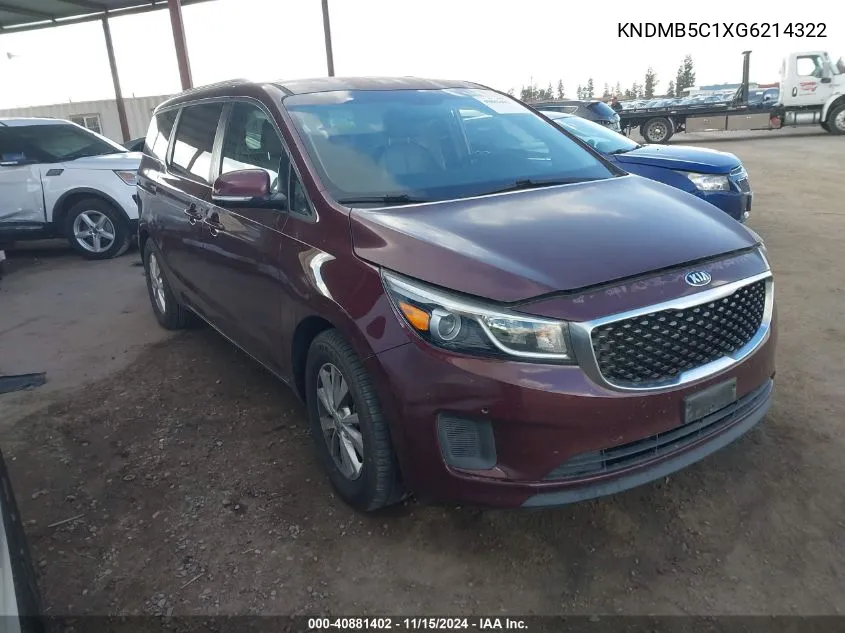 KNDMB5C1XG6214322 2016 Kia Sedona Lx