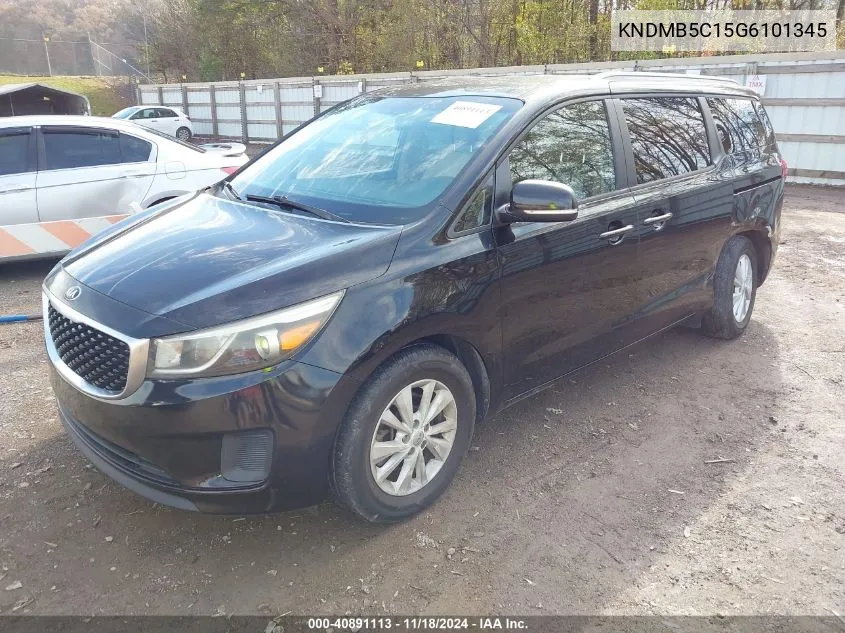 2016 Kia Sedona Lx VIN: KNDMB5C15G6101345 Lot: 40891113