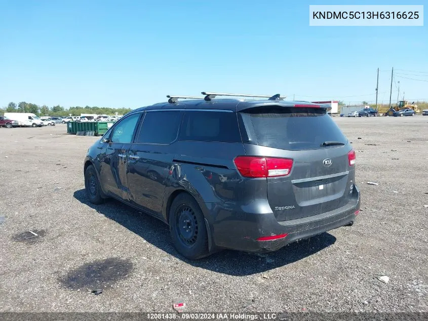 2017 Kia Sedona Ex/Sx VIN: KNDMC5C13H6316625 Lot: 12081438