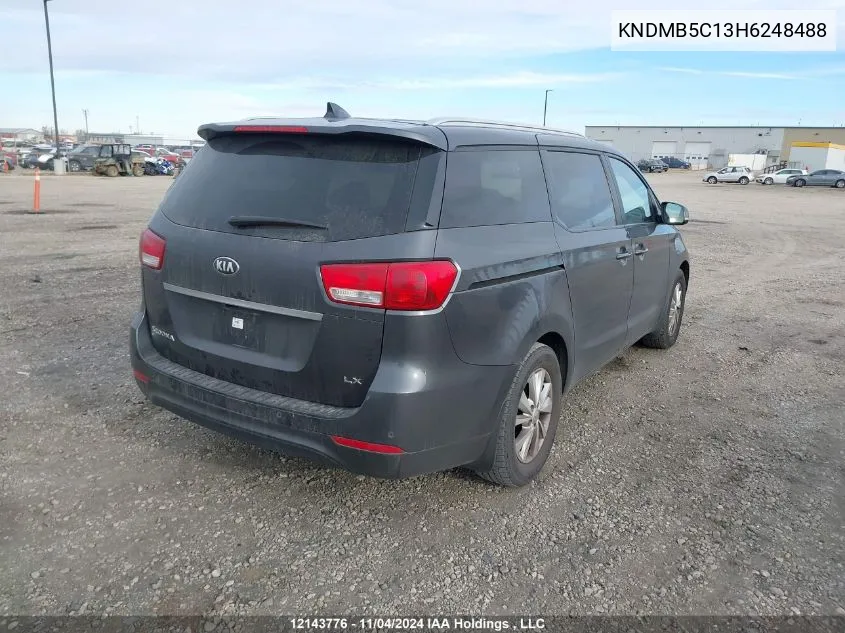 2017 Kia Sedona VIN: KNDMB5C13H6248488 Lot: 12143776