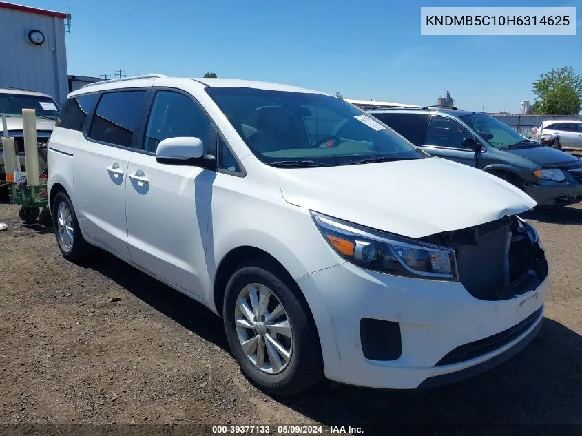 2017 Kia Sedona Lx VIN: KNDMB5C10H6314625 Lot: 39377133