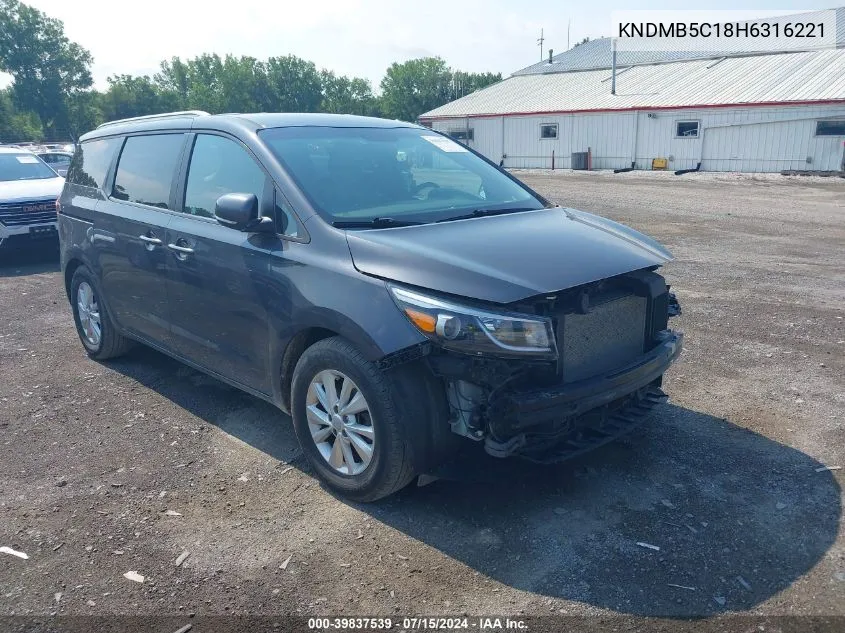 KNDMB5C18H6316221 2017 Kia Sedona Lx