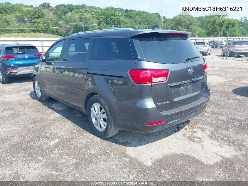 KNDMB5C18H6316221 2017 Kia Sedona Lx