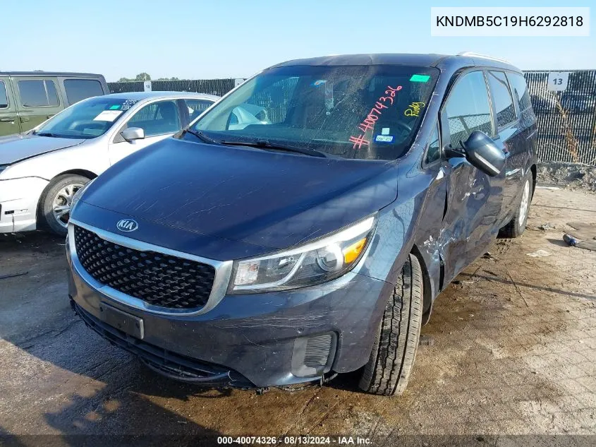 2017 Kia Sedona Lx VIN: KNDMB5C19H6292818 Lot: 40074326