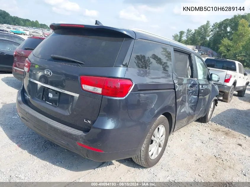 KNDMB5C10H6289144 2017 Kia Sedona Lx