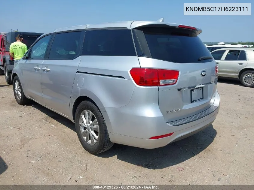 2017 Kia Sedona Lx VIN: KNDMB5C17H6223111 Lot: 40129326