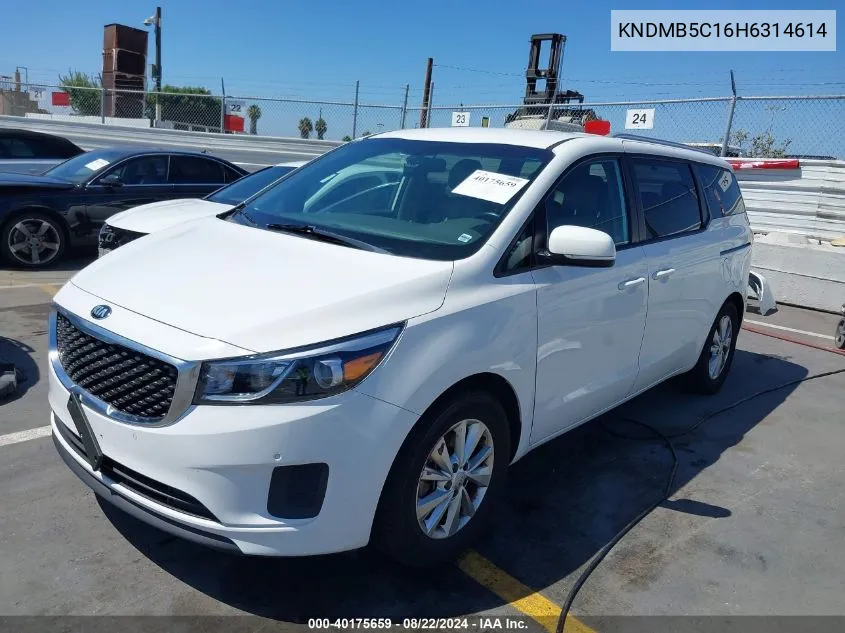 2017 Kia Sedona Lx VIN: KNDMB5C16H6314614 Lot: 40175659