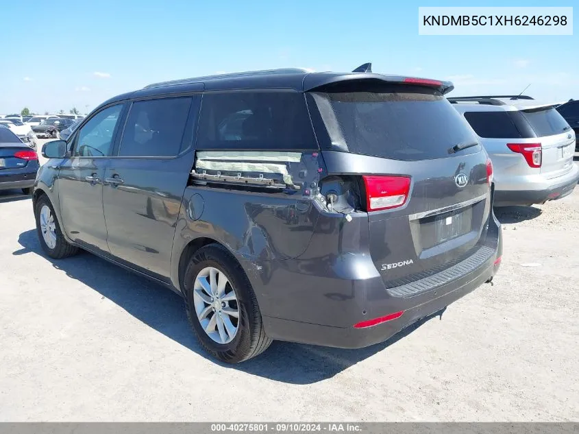 2017 Kia Sedona Lx VIN: KNDMB5C1XH6246298 Lot: 40275801