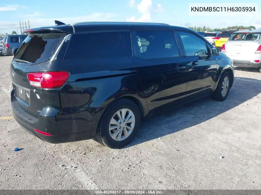 2017 Kia Sedona Lx VIN: KNDMB5C11H6305934 Lot: 40288017