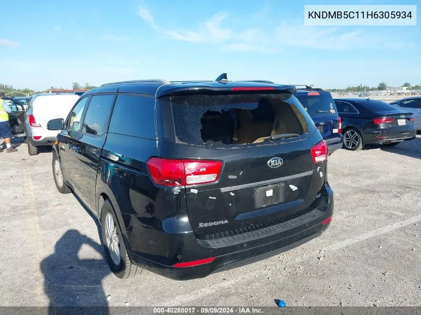 2017 Kia Sedona Lx VIN: KNDMB5C11H6305934 Lot: 40288017